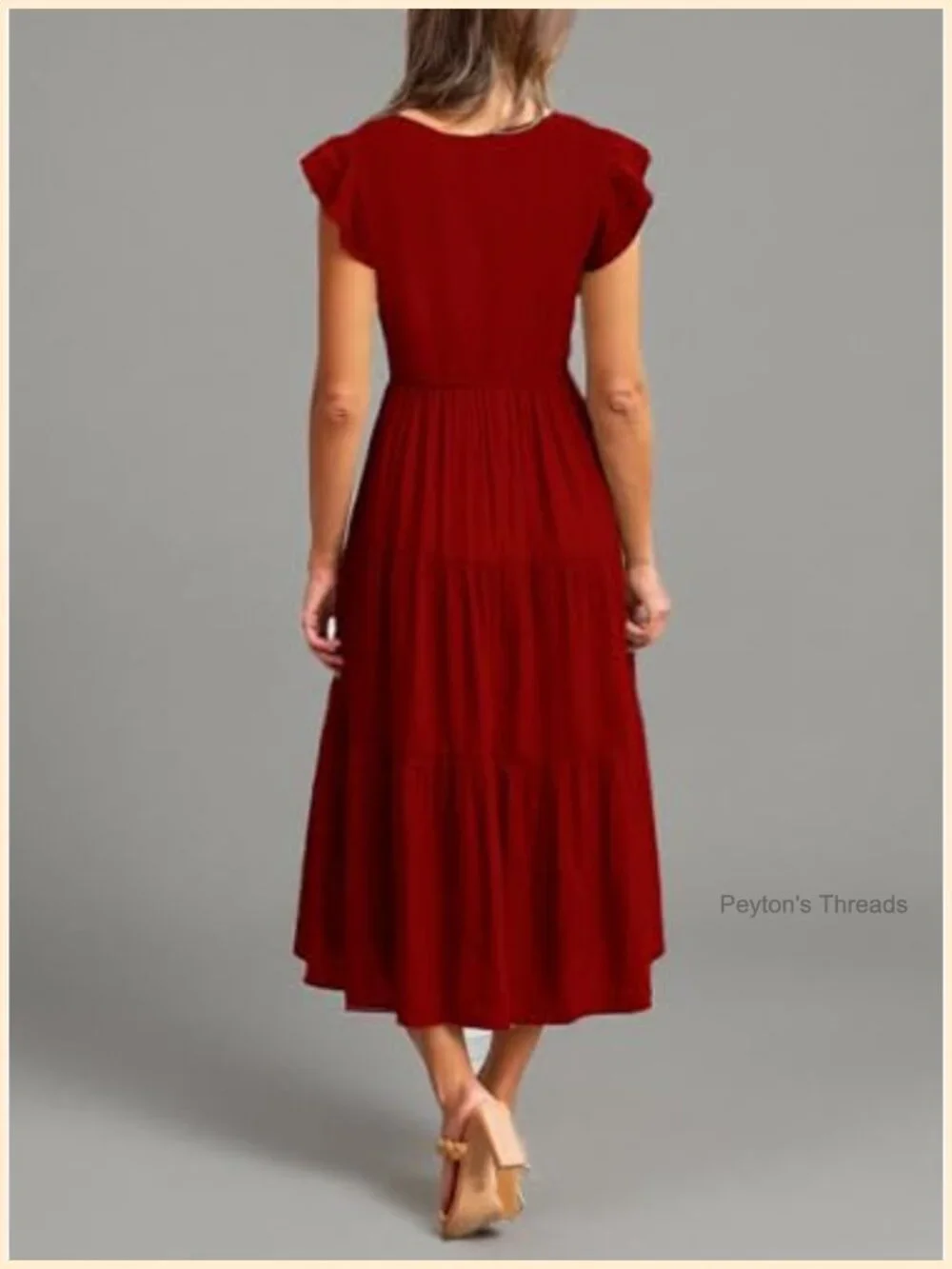Flutter Short Sleeve Smocked Tiered Nursing Dress with Pockets
